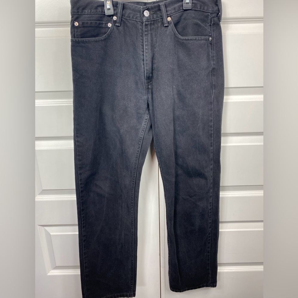 Levis 505 Jeans Mens 34x32 Black Regular Straight Mid Rise Dark Wash 2013